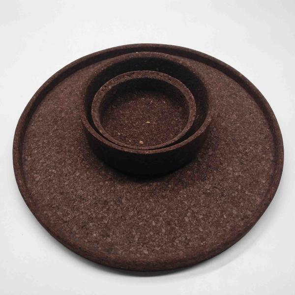 Dia. 6-16 Round Carbonized Cork Trays Dark Eco Friendly Heat Resistance