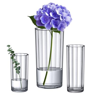 Vaso de flores acrílico cilíndrico de 3 peças para peças centrais de casamento