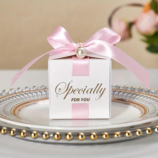 Cajas de regalo plegables con cinta, logotipo personalizado impreso, cajas de cartón blanco para regalo