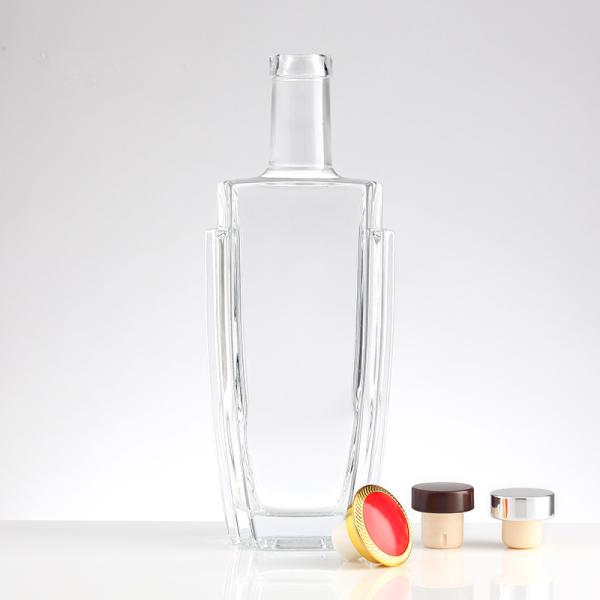 Botella de vidrio cuadrado para vino Brandy Vodka Whisky hecho de vidrio sano sin plomo