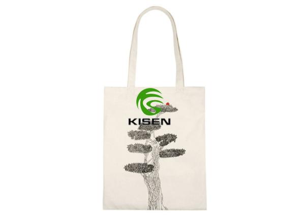 Washable Cotton Canvas Shopping Bags Handled Style Customized Size / Logo