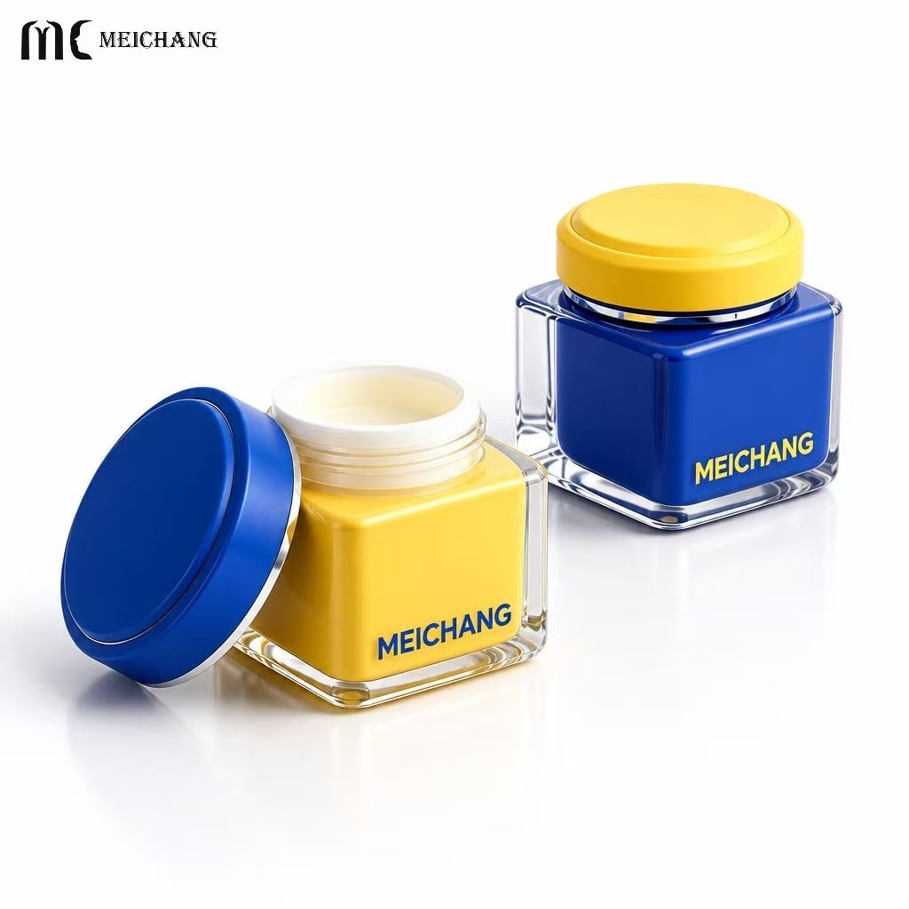 50g Double-Wall Crystal-Effect Square Cream Jar for Premium Skincare Packaging(MC-Y-570)