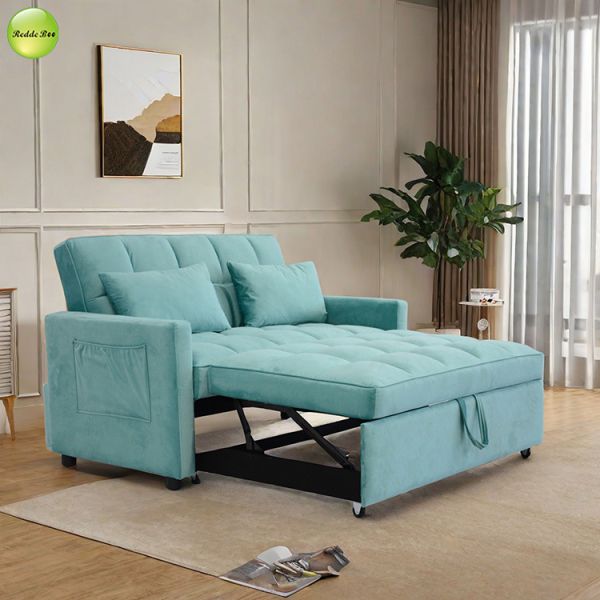 Modern Velvet Pull Out Sofa Bed Saving-Space Convertible Sleeping Sofa Bed For Living Room Bedroom Furniture