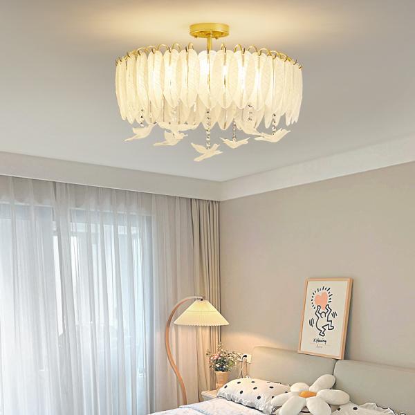 Creative Glass Feather Chandelier Modern Living Bedroom Kitchen Island Hanging（WH-CY-252）