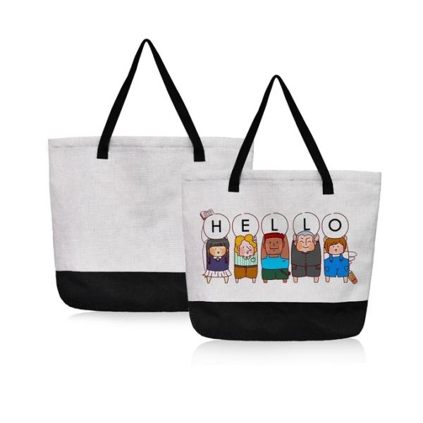 Large Capacity 380g Linen Sublimation Tote Bags Blanks Custom Print Logo Sublimation Shopping Handbags With Zipper