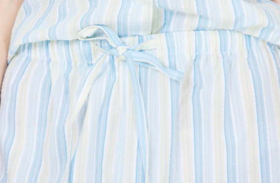 Striped Ladies Short Sleeve Pajama Sets , Lace Trimmed Women'S Sleepwear Sets