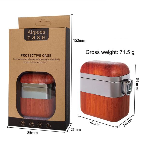 wood metal case protective cover compatible with apple airpods 2 and 1 blu tooth earphone