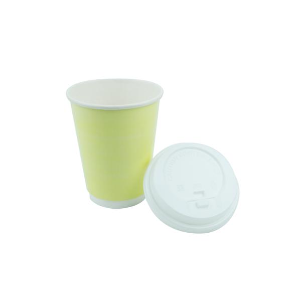 Yellow Bulk Double Walled Insulated Disposable Cups Eco Friendly Design