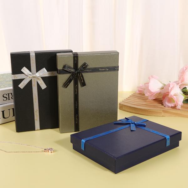 Valentine'S Day Gift Box Custom Letter Printing Bow Ribbon Gift Box With Top And Bottom Lid Gift Box