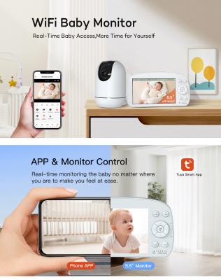 Tuya App Baby Pet Monitor Motion Detection Wifi 2.4Ghz Video Baby Monitor With Night Vision