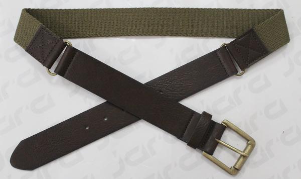 Old Brass Fixed Roller Buckle Cool Web Belts , PU Tip Khaki / Coffee Boys Web Belt