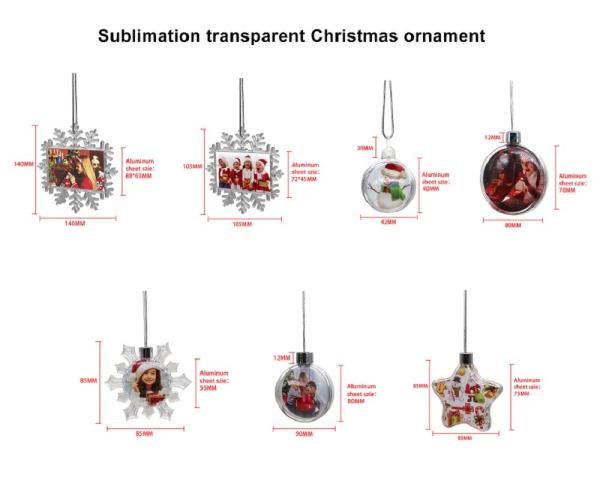 Sublimation Blank Christmas Ornament High Transparent Plastic Snowflake Ball Sublimation Christmas Ornaments