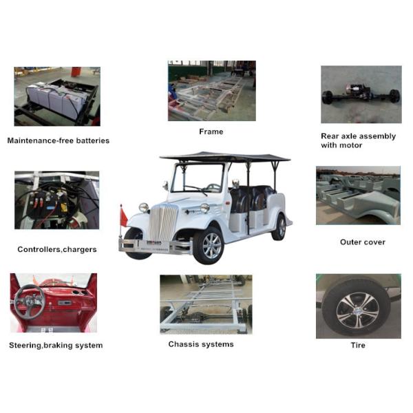 8 автомобилей Seater электрических винтажных для осмотра достопримечательностей с батареей тела 48V FRP использующей энергию