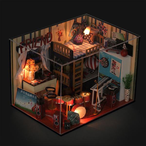 Dollhouse, DIY Lights House, Miniature Set, Romantic Full House