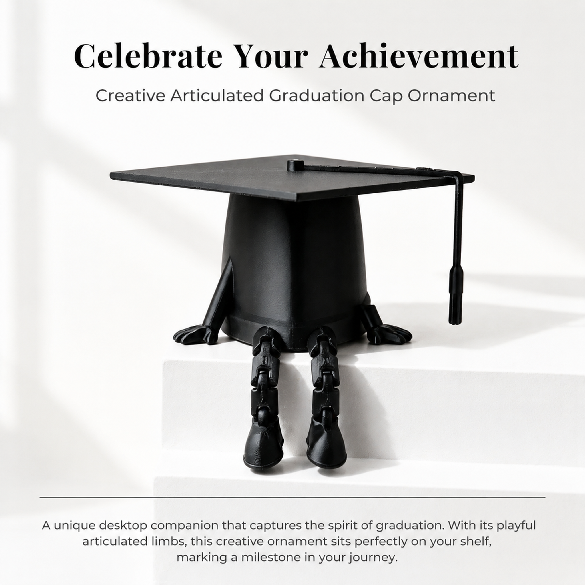 Layer 300 Microns Custom 3D Printing Movable Joint Graduation Cap Ornament