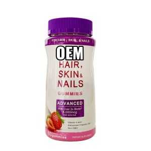 Strawberry Flavor Hair Skin And Nails Gummy OEM Private Label Ready Dietary Supplement Gummies