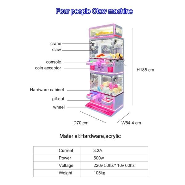 Australia Arcade Four People Crane Claw Machine Catch Gift Vending Machine