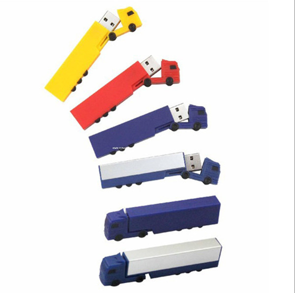 Lecteur en plastique 8GB d'instantané d'USB de camion créatif jaune pour annoncer le cadeau
