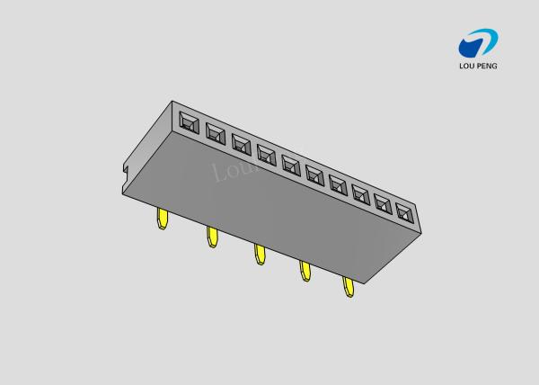 Female header, PCB Mount Receptacle, Vertical, Board-to-Board, 10 Position, 2.54mm Pitch, Shrouded, Gold Flash, SMD