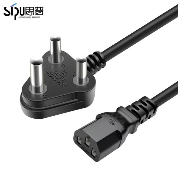 1.5M India Power Electric Plug With Power Cord South Africa 3 Pin Power Cable For Computer And Laptop