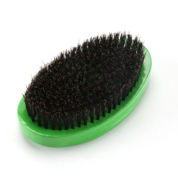 Medium Hard Boar Bristle Wave Brush 360 Bend Curve Green Hairbrush Logotipo personalizado