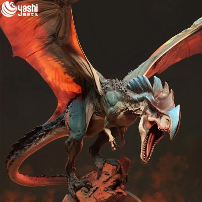 Realistic Dinosaur Animation Model and Dragon Sculpture for Amusement Park Decoration