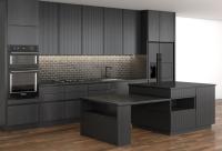 Lacquer Paint Black Modern Design Kitchen Cabinet Quartz Stone 15mm