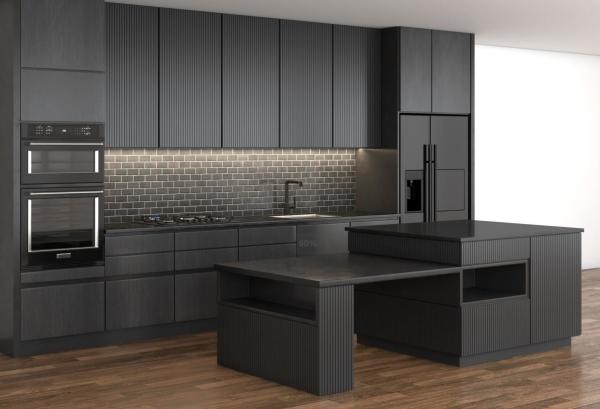 Lacquer Paint Black Modern Design Kitchen Cabinet Quartz Stone 15mm