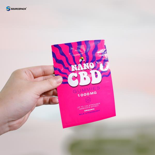 Child Resistant Zipper Weed Packaging Smell Proof Foil Pouch for CBD gummies