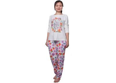 Spring Ladies Cotton Pyjamas / Soft Long Sleeve Top And Pant Nightwear