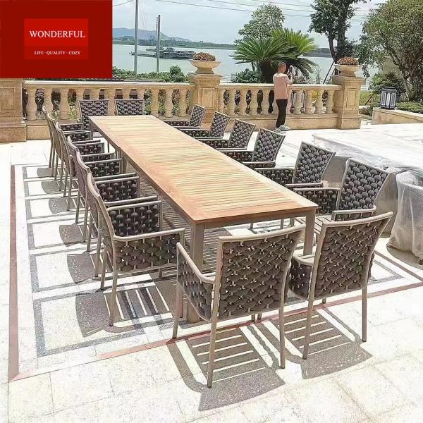 Modern Bench Metal Outdoor Dining Set for Aluminum Patio Furniture and NO Folded Design