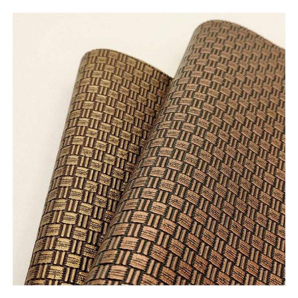 Vente en gros en Pvc en cuivre antique Tissue motif en cuir synthétique artificiel Emballage portefeuille boîte chaussures Carnet de notes Faux tissu en cuir