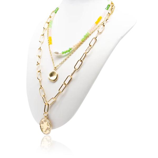 Collier d'or de mode de lune d'or ensemble de bijoux avec des perles de poire acrylique Collier pour femmes