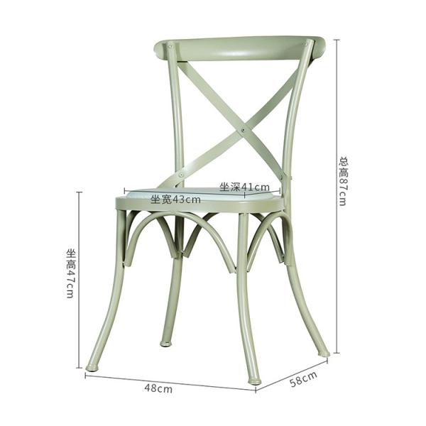 Cross Back Modern Metal Dining Chairs For Restaurant / Coffee Bar