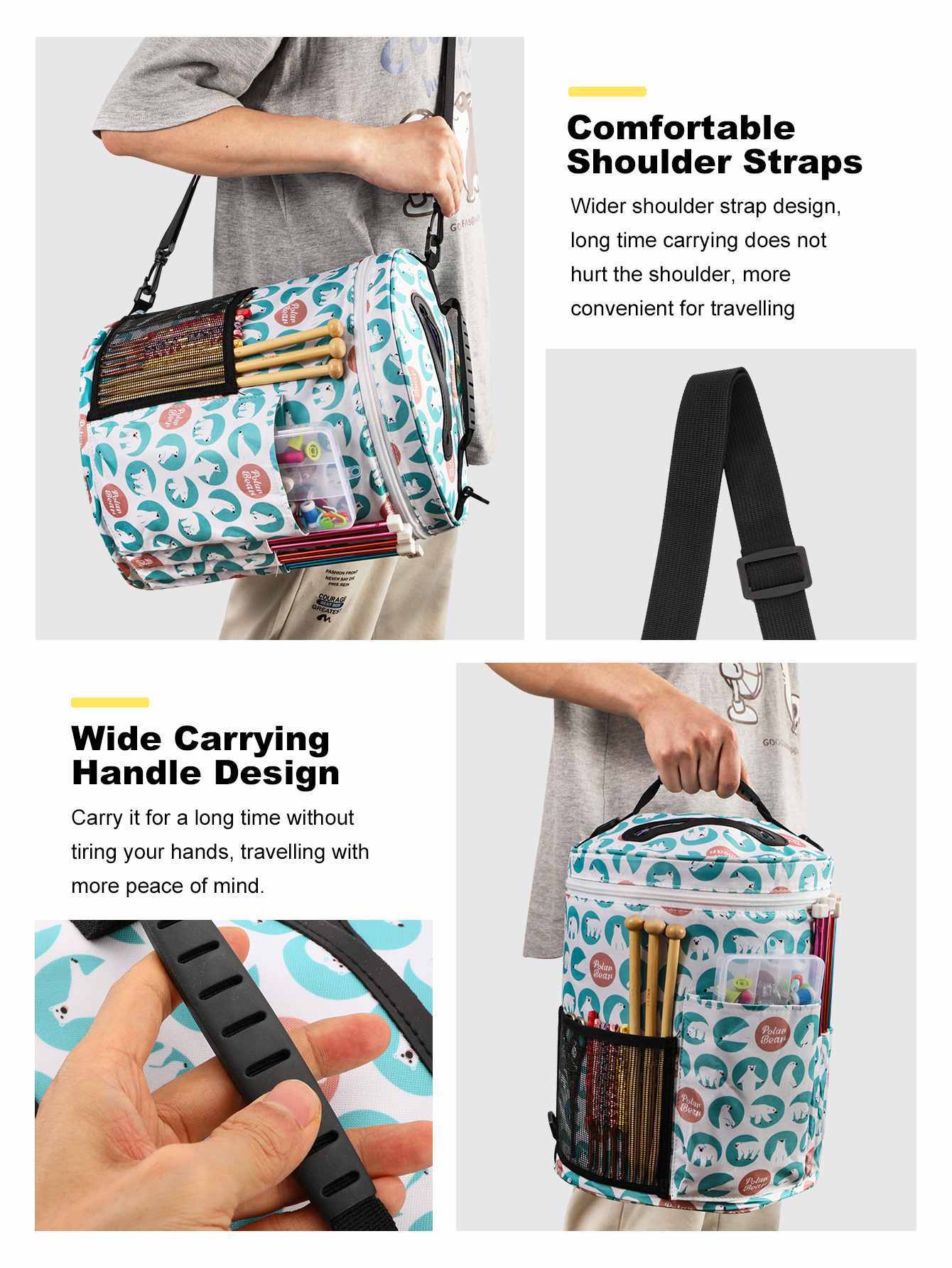 Customized Design DIY Wool Knitting Storage Bag With Double-Layer Fabric And Lightweight 290G