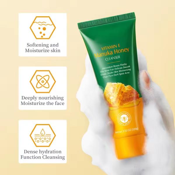 Увлажняющий питательный очиститель лица Мое лицо Мойте молоко Витамин Е Мёд очиститель лица