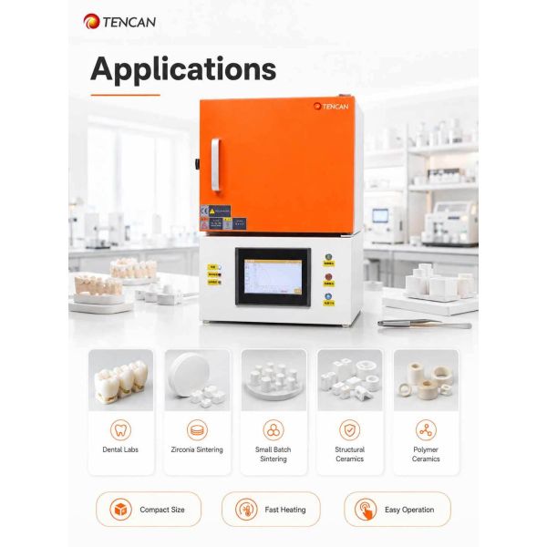 TENCAN CE Certified 1700°C Dental Zirconia Sintering Furnace with MoSi2 Heater and 7-Inch Touch Screen for Denture Ceramic