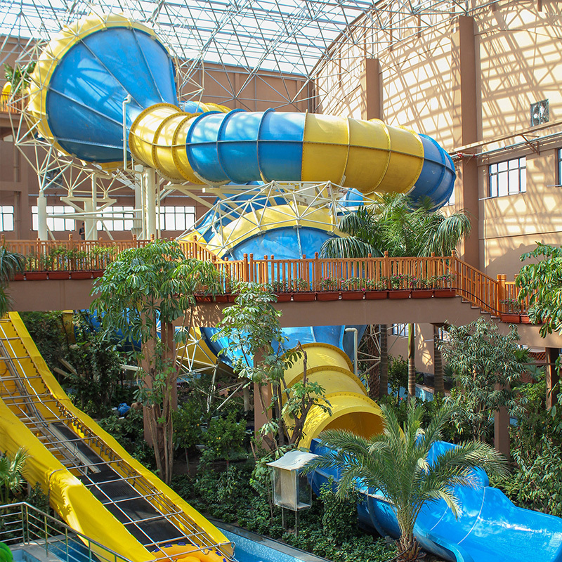 Bumblebee Slide 18m Giant Raft Slide 6 Person Frp Indoor Water Park Equipment Water Slide Water Amusement Park Equipment Aqua Park Playground 
