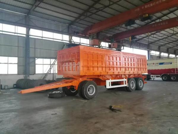 Farm 2-Axles Flat Platform Fence Drawbar Full Trailer With Ladder