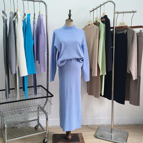 Free Size Ladies Top long sleeve and skirt sweater Knitted Casual Style Perfect for Everyday Wear