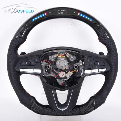 Custom LED Leather Ct6 Steering Wheel Sports Cadillac White Stitch