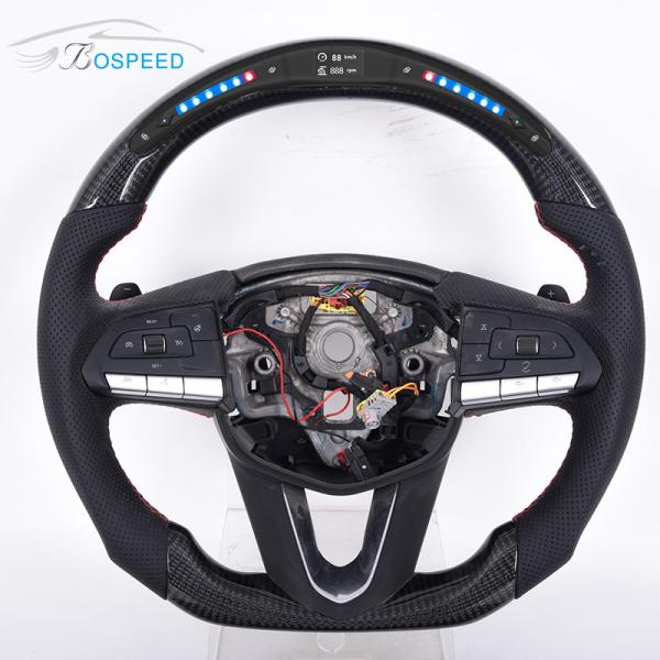 Custom LED Leather Ct6 Steering Wheel Sports Cadillac White Stitch