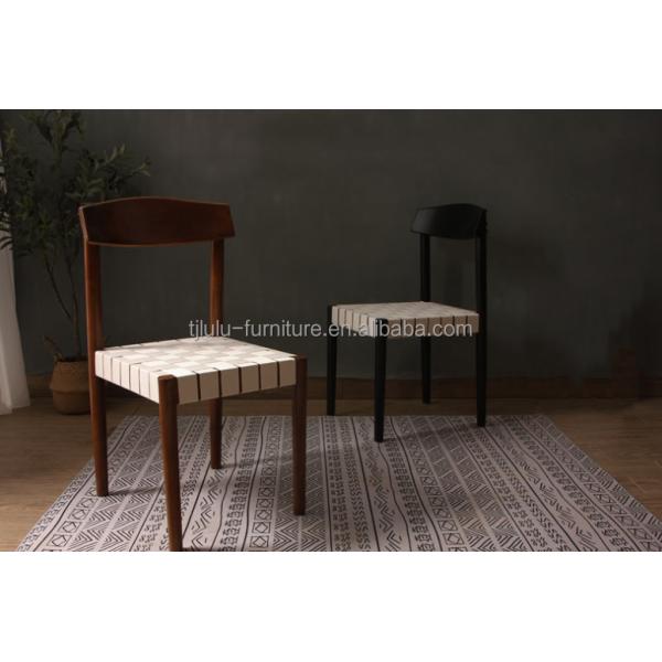 Solid Wood Braided Seat Dining Chair Furniture Finish Lacquered With Customized Designs For Restaurant Dining