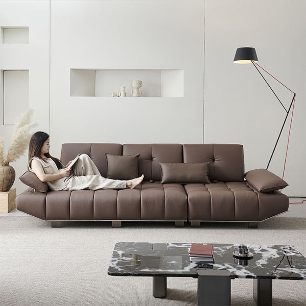 Italian Luxury Living Room Sofa Minimalist Style Ultra-Wide Seat Removable Backrest Adjustment Convertible Luxury Sofa