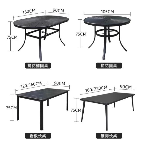 Outdoor Table And Chair Set Made Of Black Aluminum Alloy