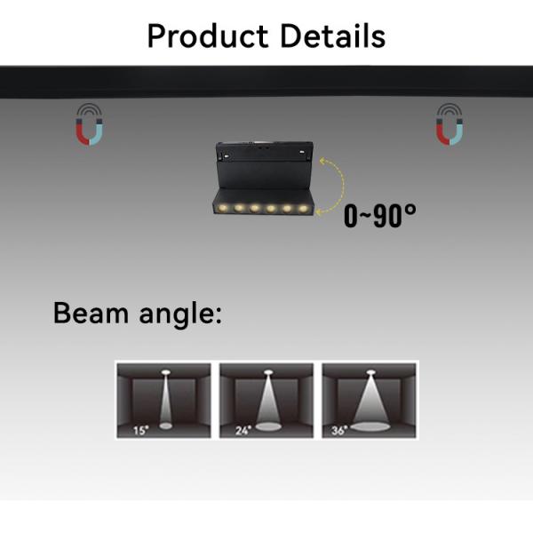 Foldable Magnetic Track Light Black 12W 24V 2700K-6500K Smart Control