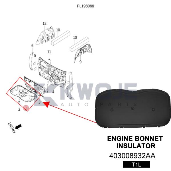 OE 403008932AA ENGINE BONNET INSULATOR  Auto Parts for Jetour T1L