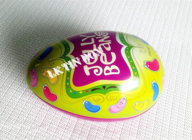 Egg Shaped Jelly Bean Tin Can For Easter Holiday , Decorative Tin Boxes