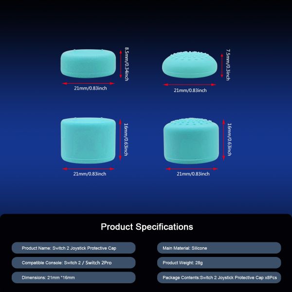 8 in 1 Silicone Thumb Caps with 3 Height Options for Ultimate Control New Colors for Nintendo Switch 2 Thumb Grip Kit