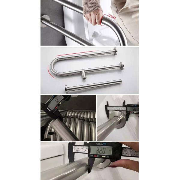 Rust Proof U Shaped Floor Mounted Grab Bars With Polished Chrome Brushed Nickel